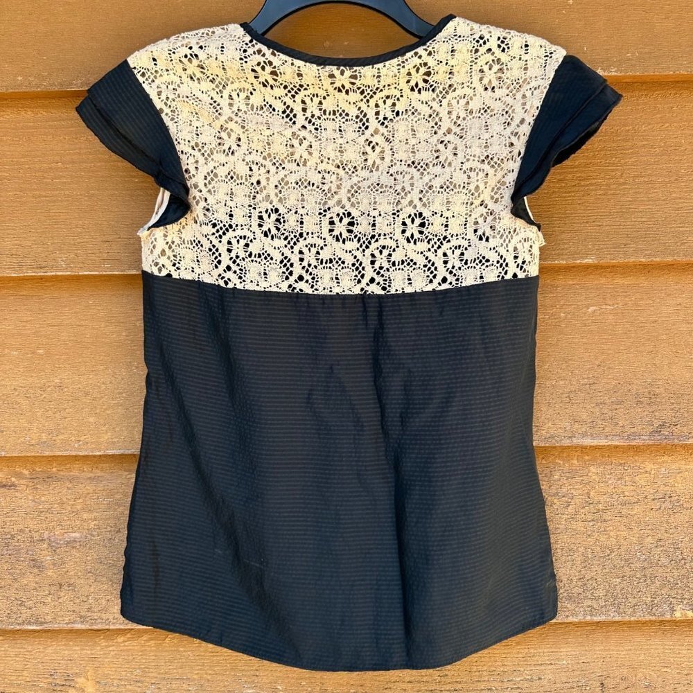 Corey Lynn Calter Black Silk Lace Top Women’s Shirt Size 0 - Picture 6 of 10